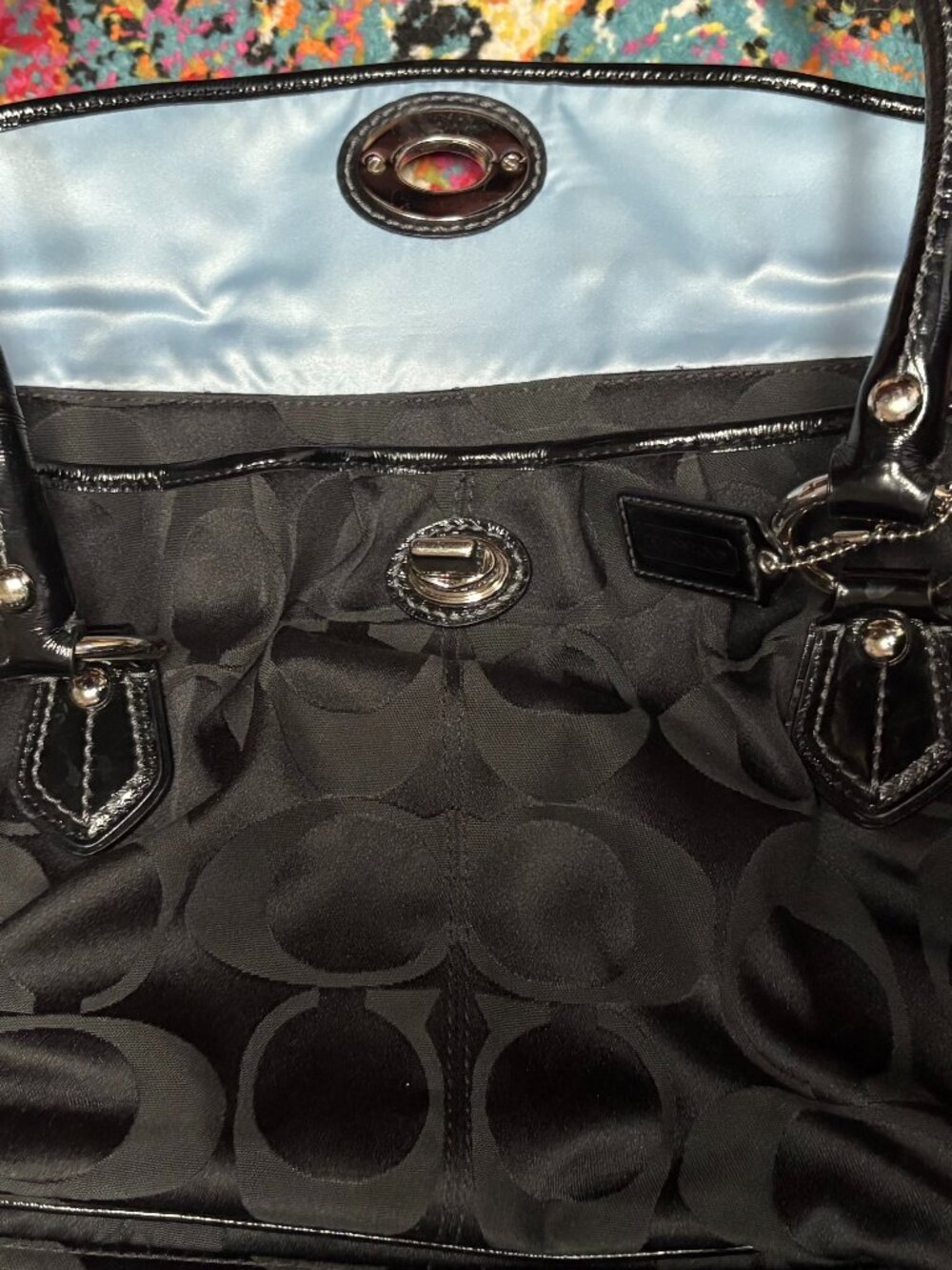 Authentic Coach Signature Black Jacquard & Leather Work Tote / Briefcase - Picture 8 of 13